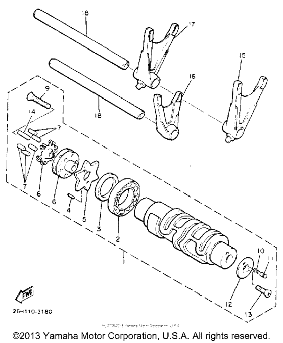 Shift cam-fork