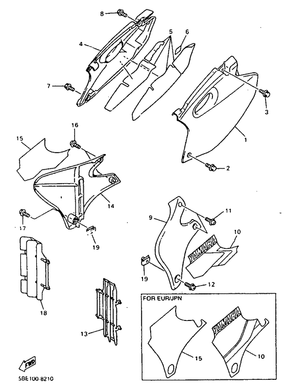 YZ400F Боковые обтекатели