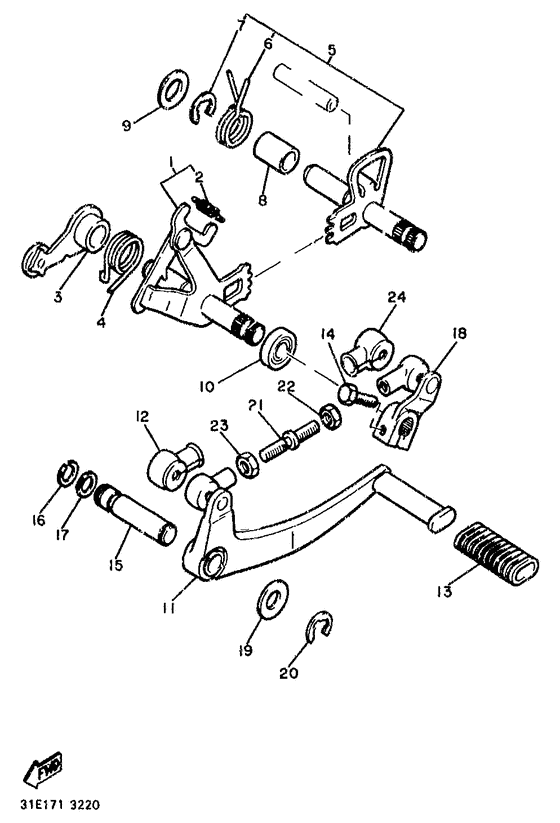 Shift shaft. pedal