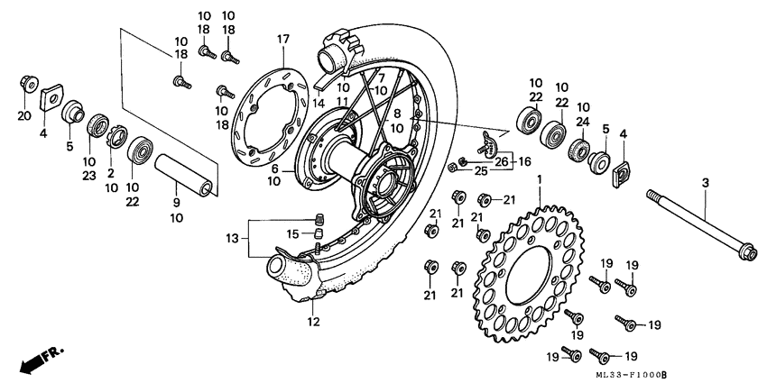 Rear wheel complete assy