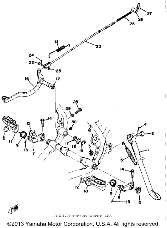 Stand-footrest-brake pedal