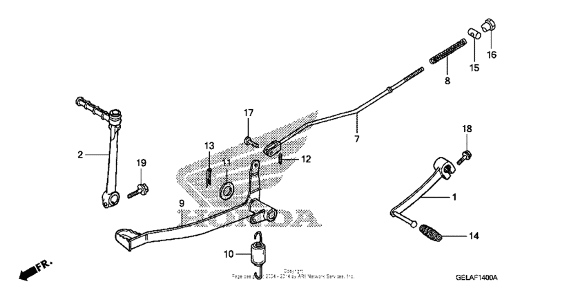 Brake pedal + kick starter arm