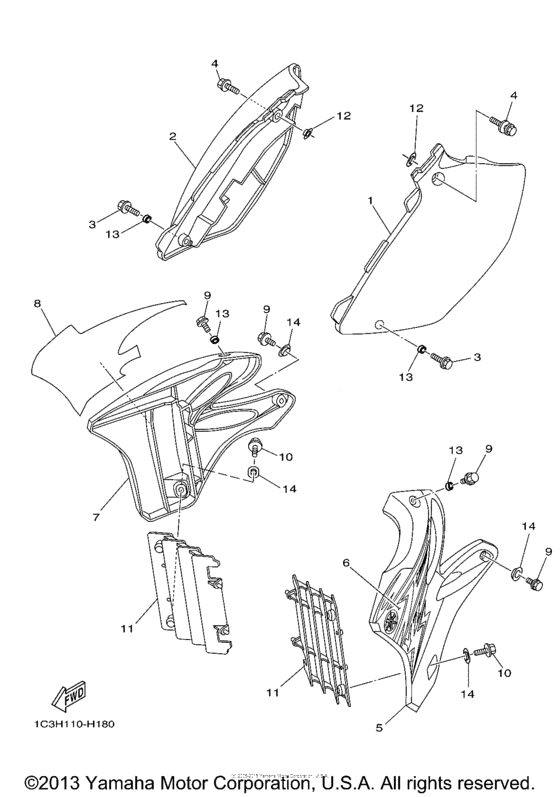 YZ125Y Боковые обтекатели