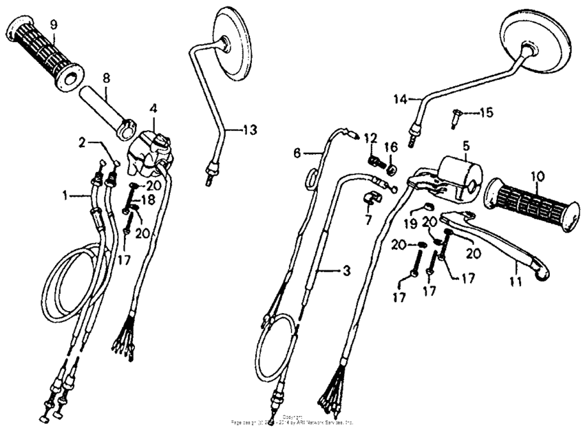 Control levers + switches + cables