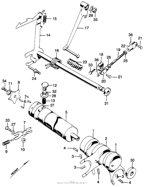 Gearshift + change pedal + shift drum + shift fork