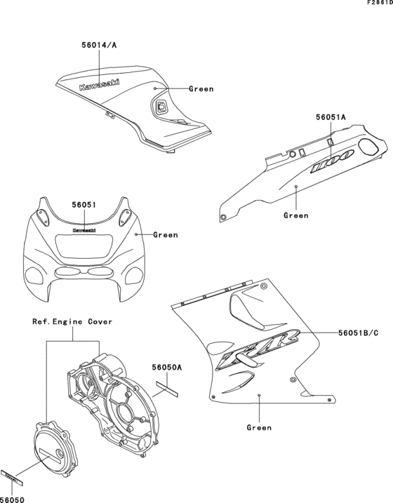 ZX1100 Decals(green)(zx1100-d4)