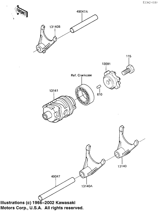 Gear change drum & forks