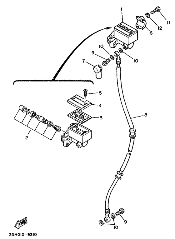 XV250 Главный тормозной цилиндр