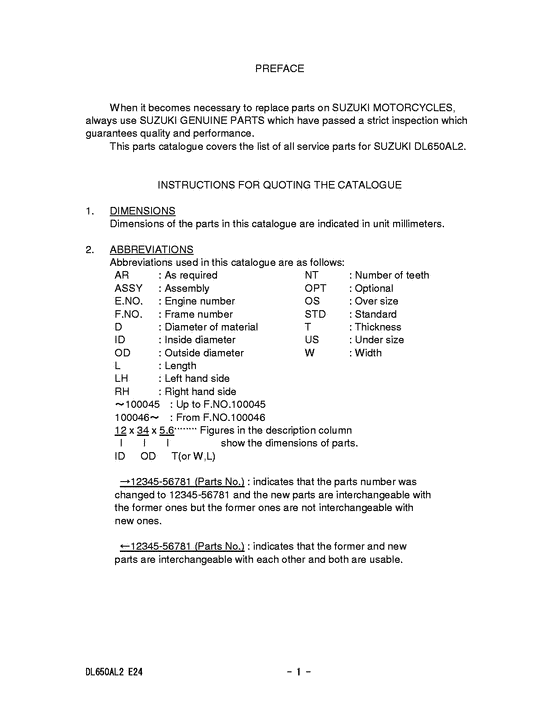 DL650 (ABS) Catalog preface