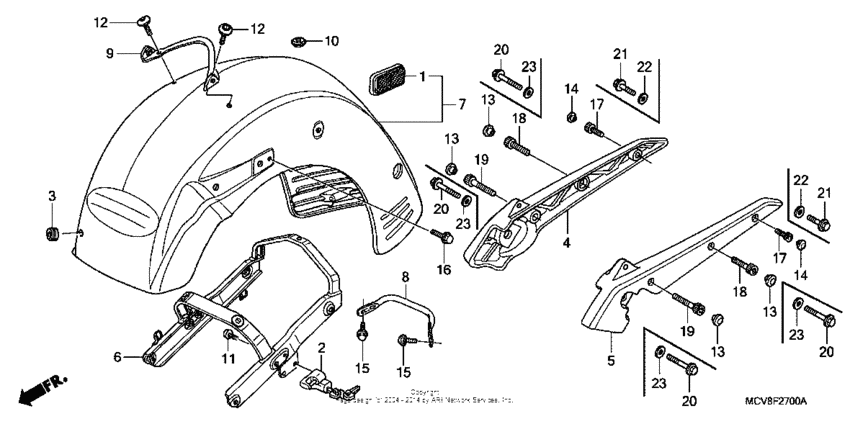 Rear fender + grab rail (vtx1800r/s/t)