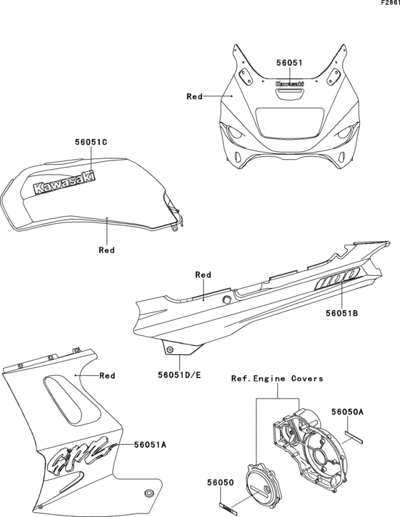 Decals(red)(zx1100-e1/e2/e4)