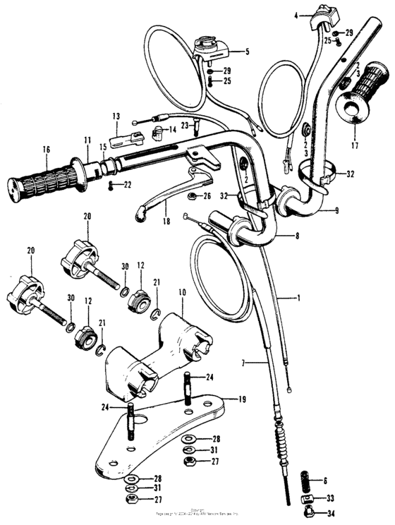 Handlebar + top bridge + cables