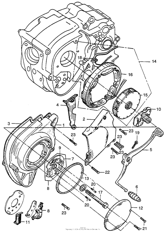 Left crankcase cover + alternator