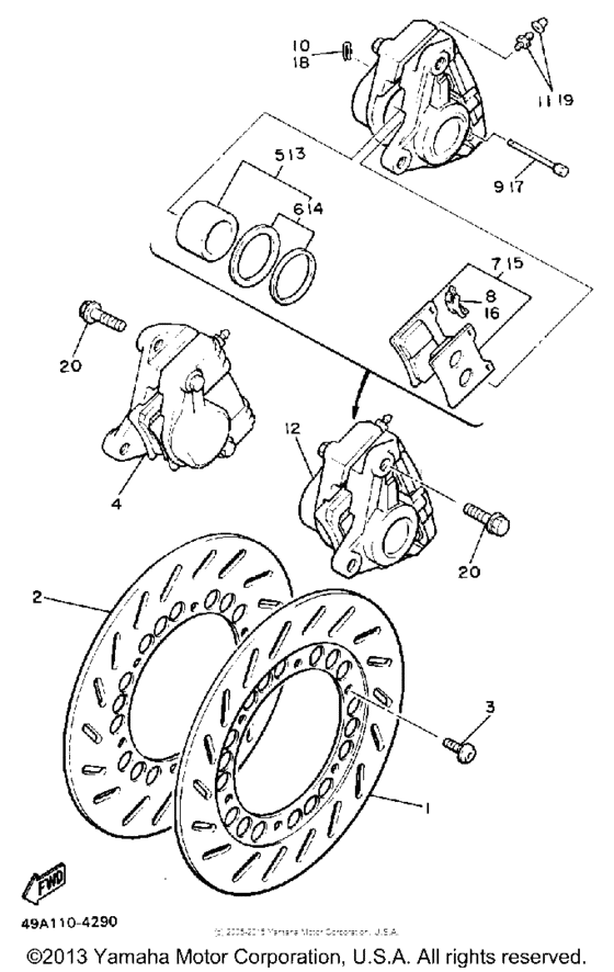 FJ600NC Front brake-caliper