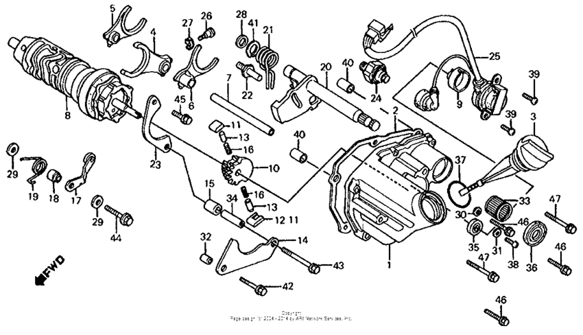 Gearshift drum + gearshift fork