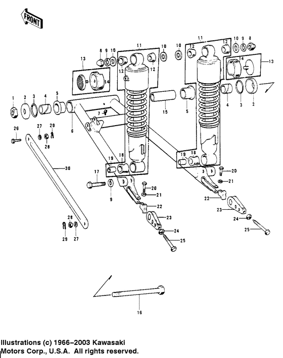 Swing arm/shock absorbers