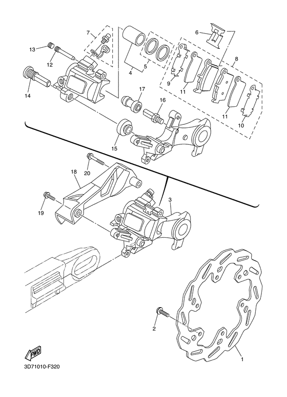 WR250X Задний суппорт