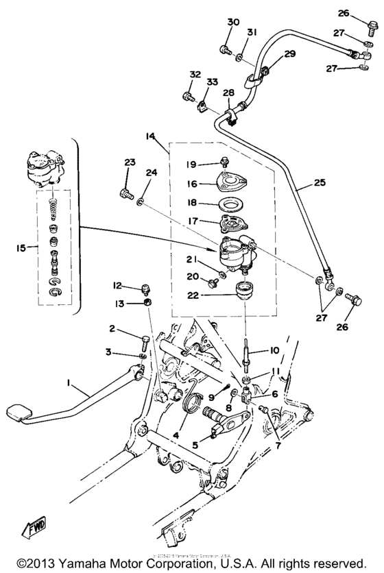 Brake pedal - rear master cylinder