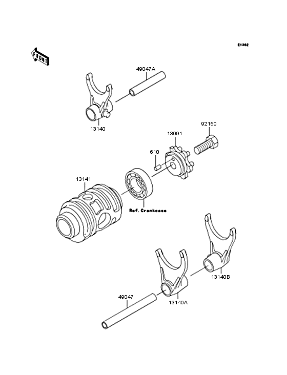 Gear change drum & forks