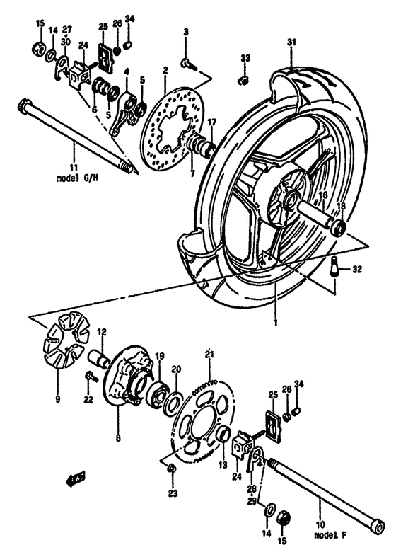 Rear wheel complete assy