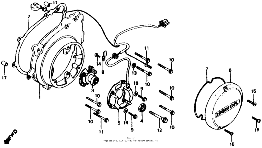 Left crankcase cover + spark advancer
