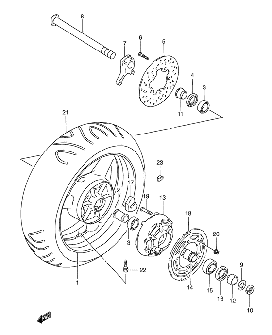 Rear wheel complete assy