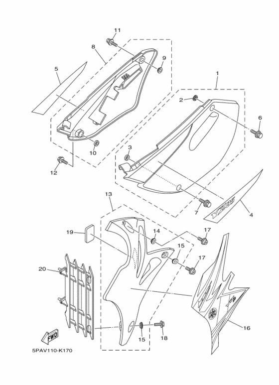 YZ85LW Боковые обтекатели