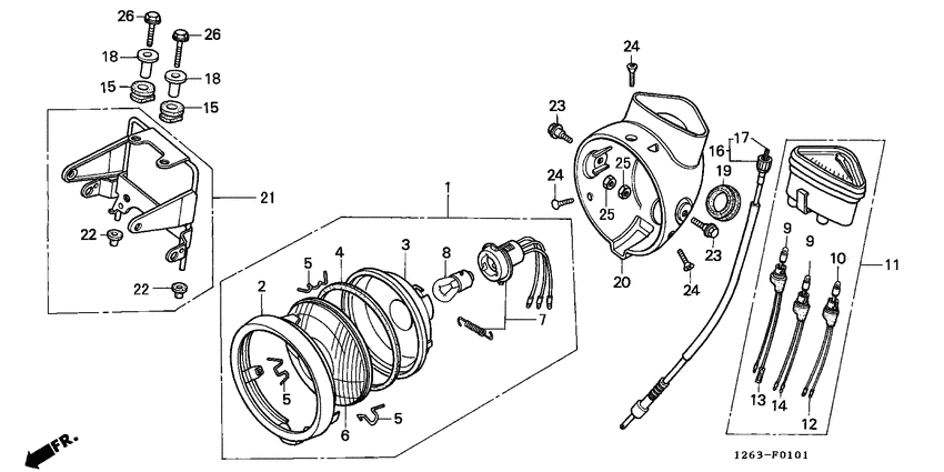 Headlight/speedometer