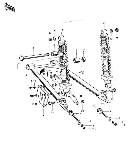 Swing arm/shock absorbers
