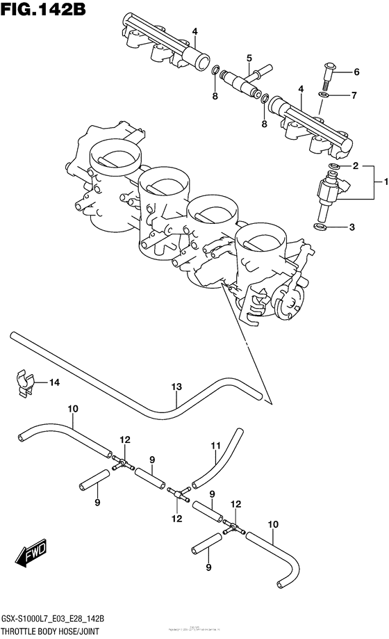 GSX-S1000 Throttle Body Hose / joint (Gsx-S1000Al7 E03)