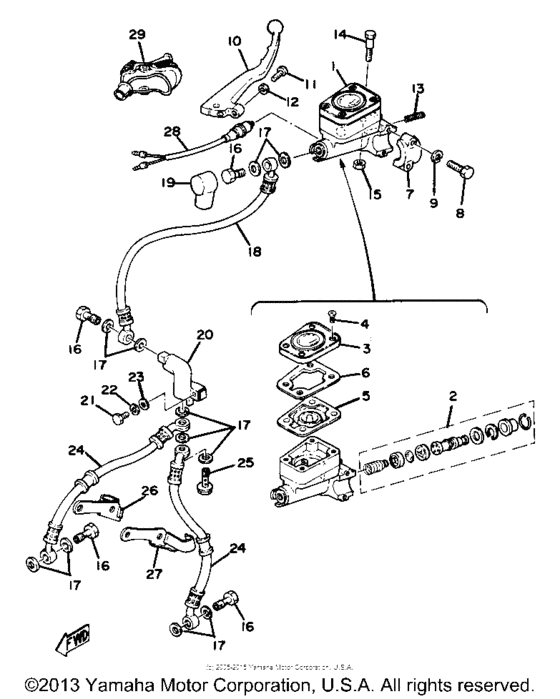 Front master cylinder - brake hose