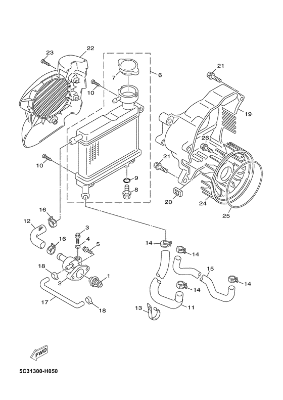 YN50F Radiator & hose