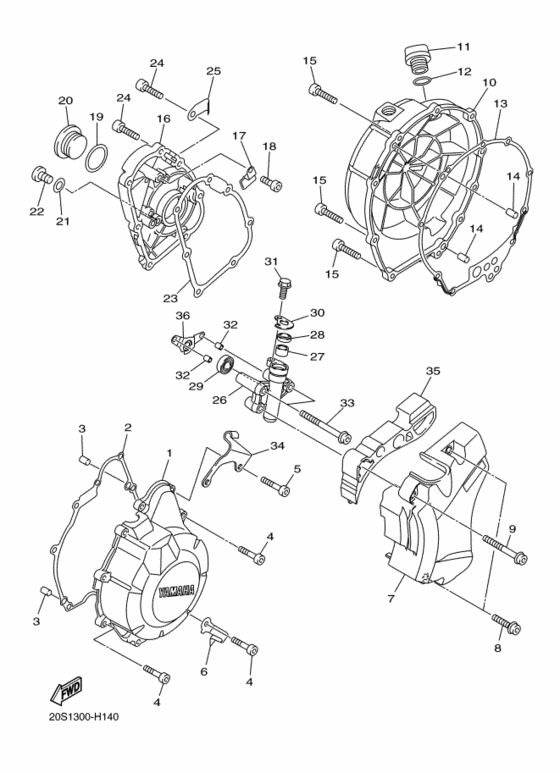 XJ6SA Crankcase cover ass`y  (v