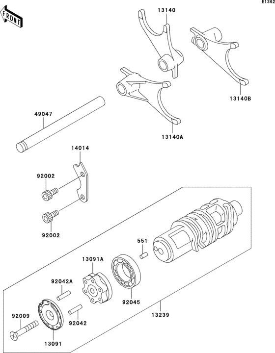 ZX1100 Валы и вилки переключения передач