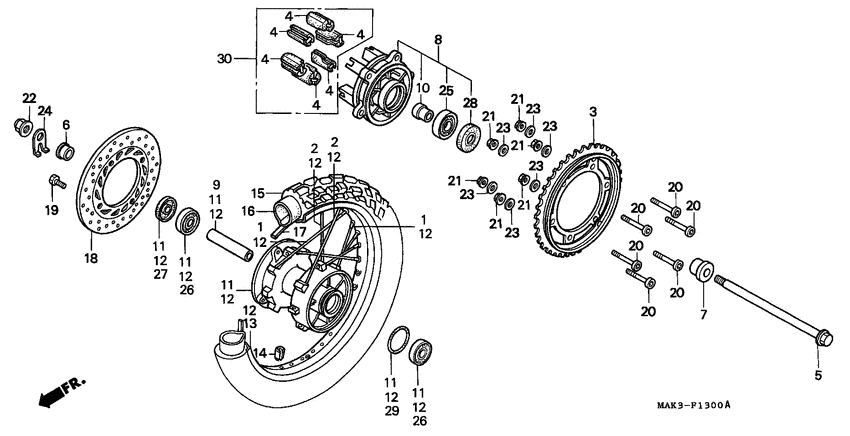 Rear wheel complete assy