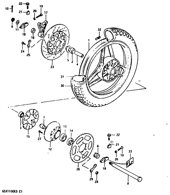 Rear wheel complete assy