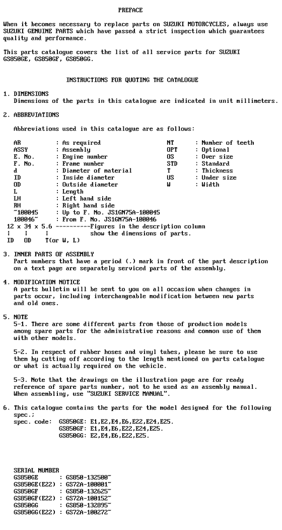 GS850 Catalog preface