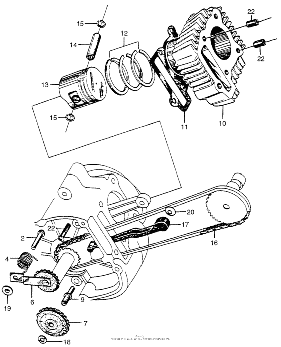 Cylinder + cam chain tensioner