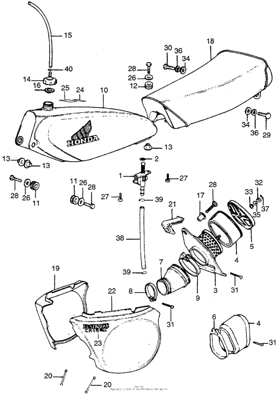 Fuel tank + air cleaner + seat