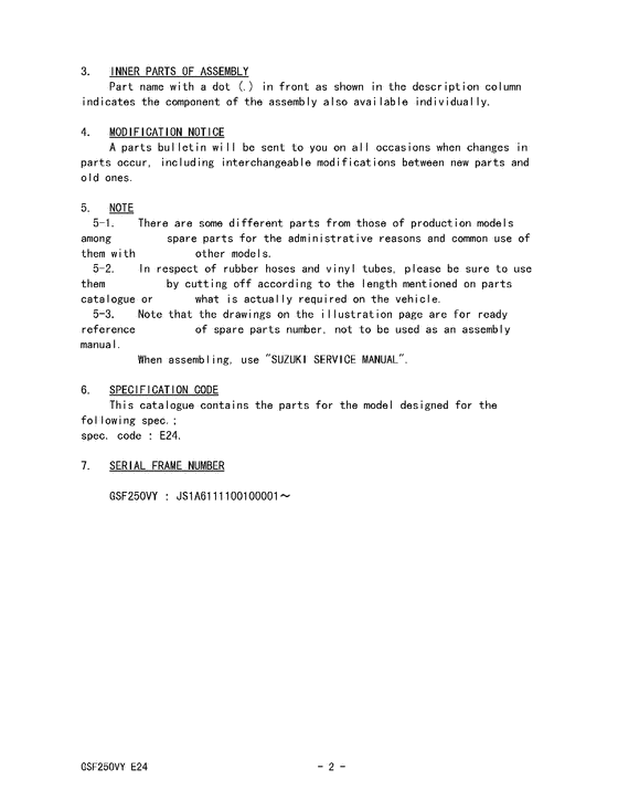 GSF250 Catalog preface