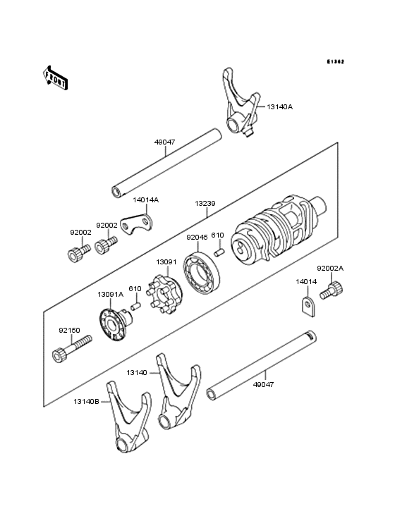 Gear change drum & forks