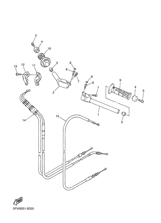 YZF-R1 Steering handle. cable