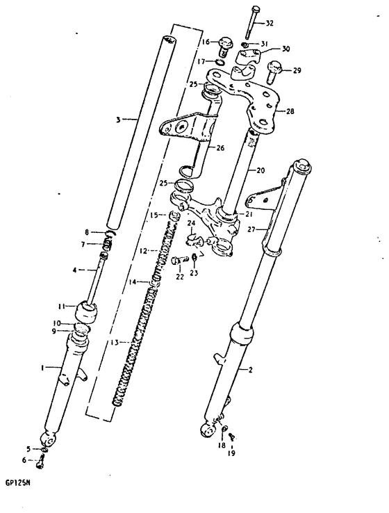 Front fork(gp125c ~f.no.101264,gp125uc~f.no.101622