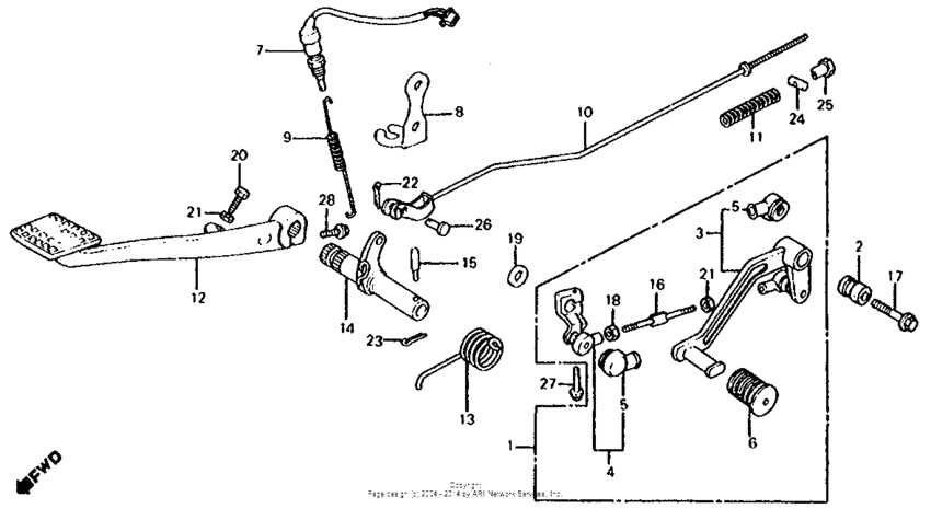 Gearshift pedal + brake pedal