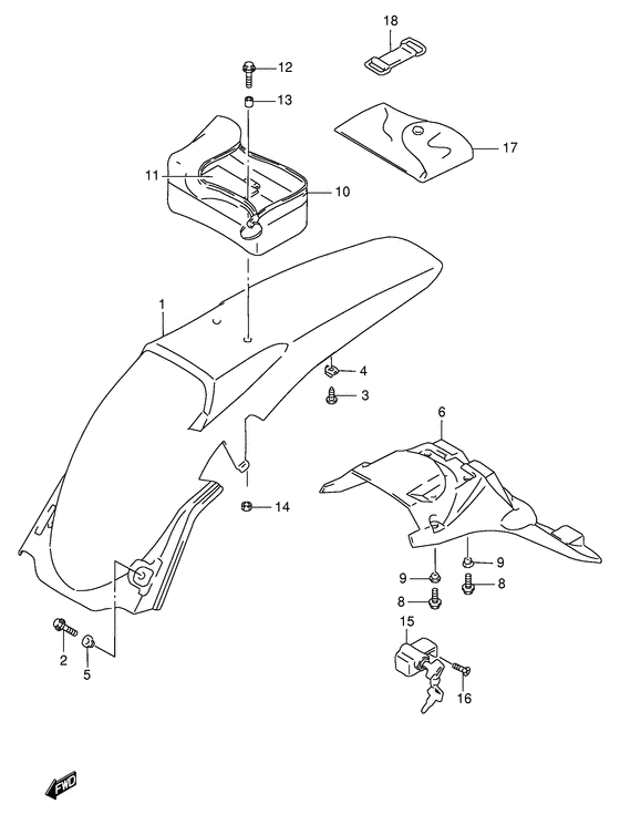 RMX250 Заднее крыло