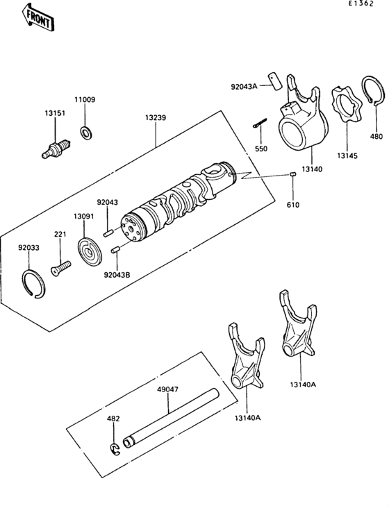 Z550 Валы и вилки переключения передач