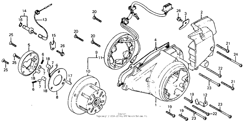Left crankcase cover + alternator