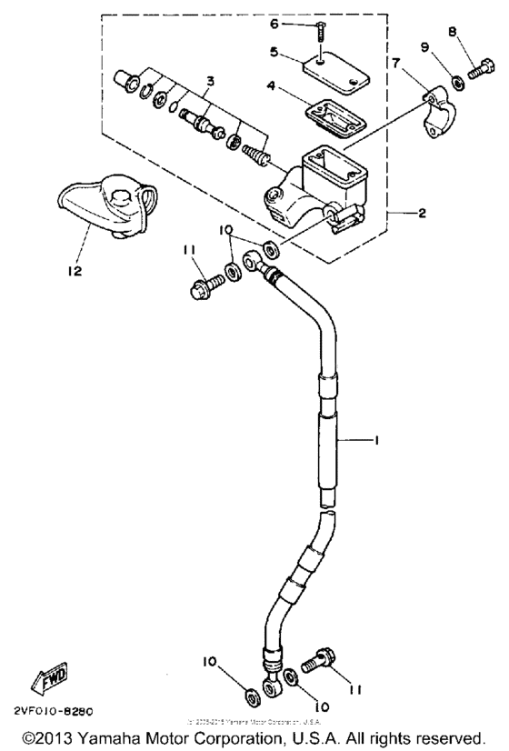 YZ80W (Motocross) Главный тормозной цилиндр