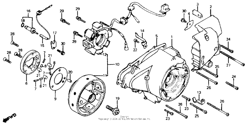 Left crankcase cover + alternator