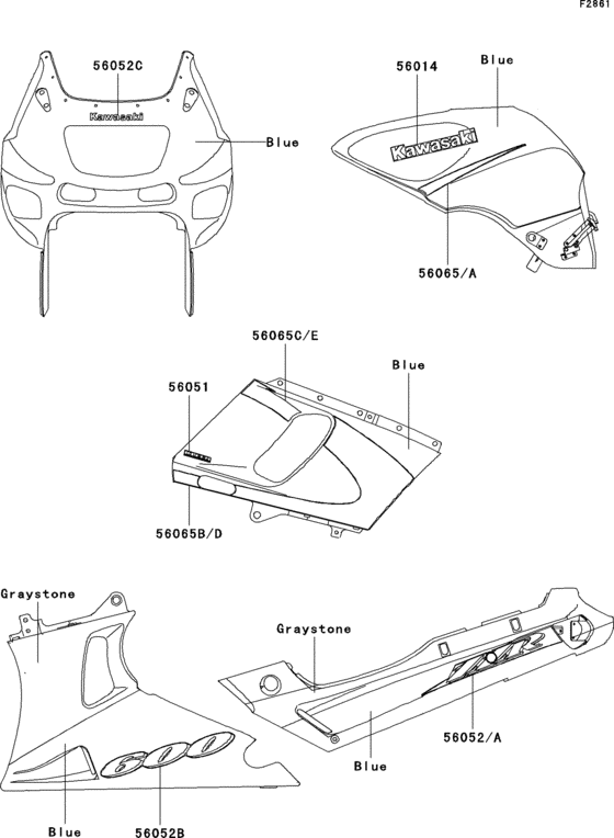 ZX600 Decals(blue / graystone)